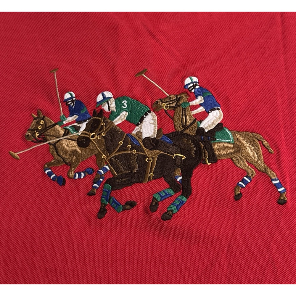Polo Ralph Lauren Men's Size 3XLT Red Big Triple Pony Crest Logo Shirt 3XL TALL